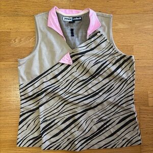 Jamie Sadock Knit Zebra Golf Gorpcore Preppy Pickleball Yennis Outdoor Blouse M